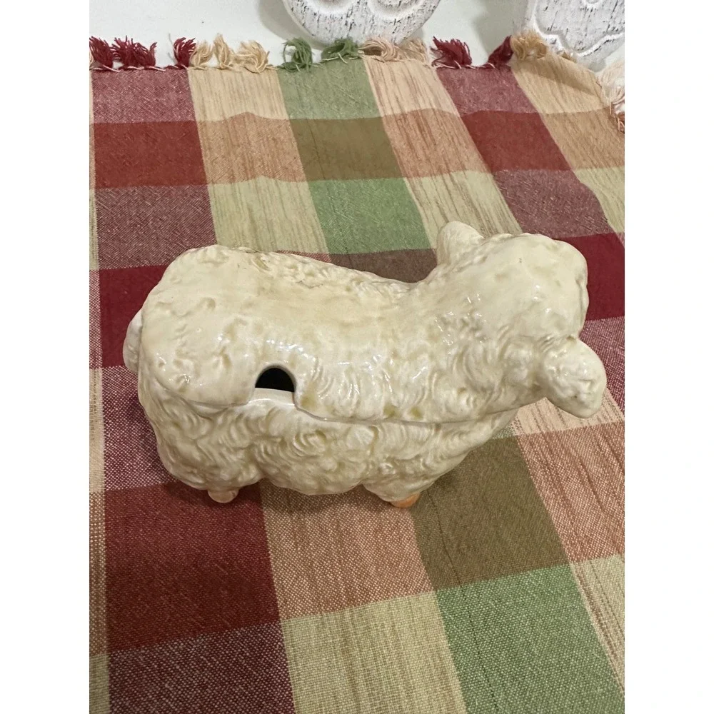 Otagiri Vintage Ceramic Sheep Jam Jar Lidded Sugar Bowl Japan Farmhouse Decor
